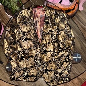 Luxurious Black and Gold Paisley Blazer